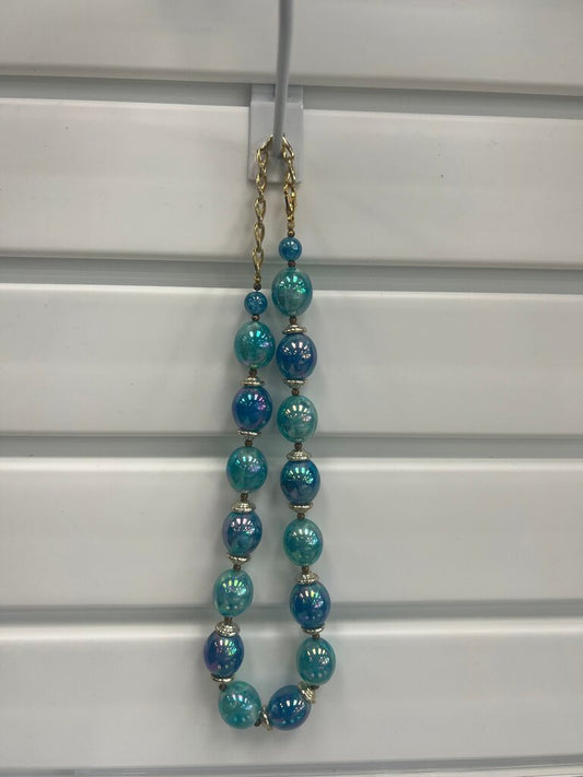 Vintage Blue Beaded Necklace