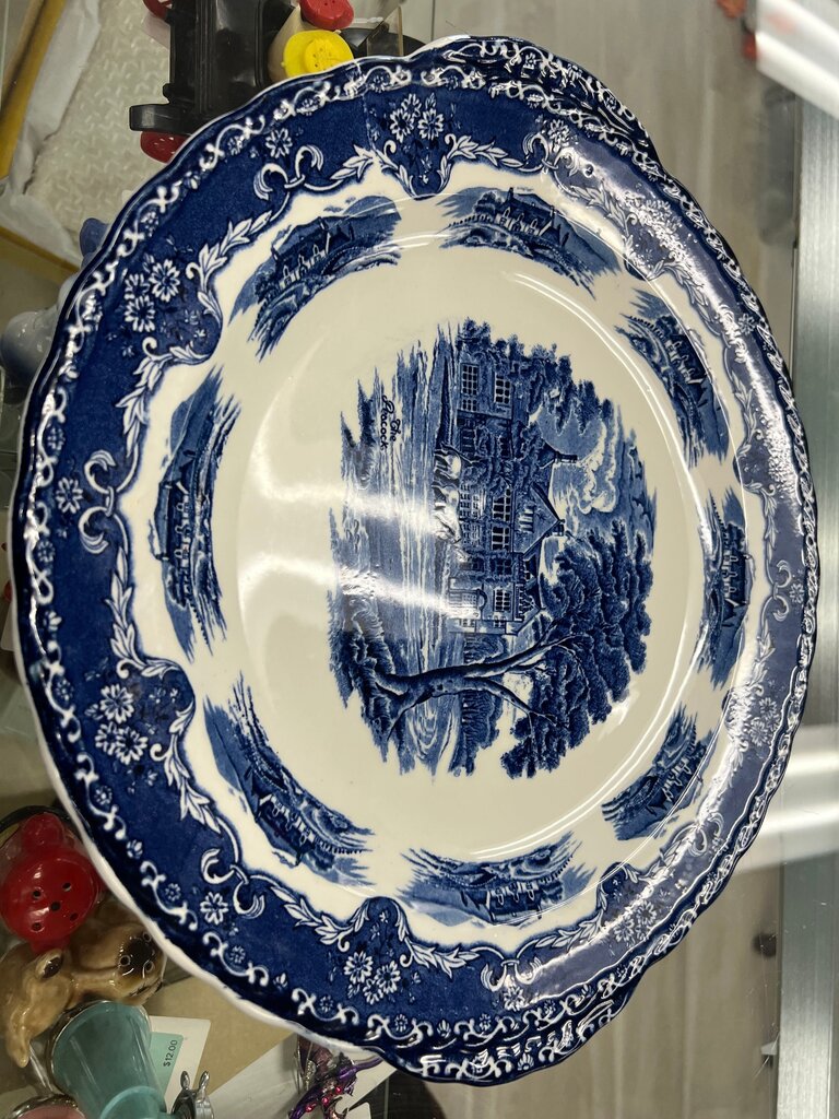 Set of 4 Vintage Grindley Blue and White Transferware Platters