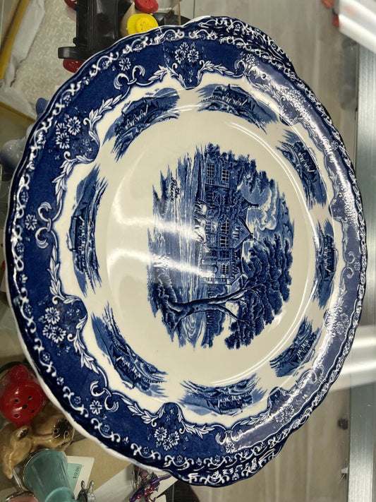 Set of 4 Vintage Grindley Blue and White Transferware Platters