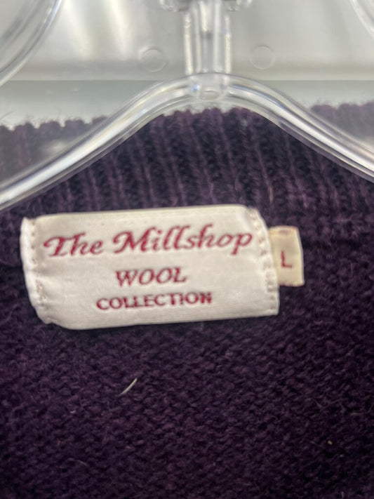 The Millshop Wool Collection Plum Purple Crewneck Sweater, Men's Large