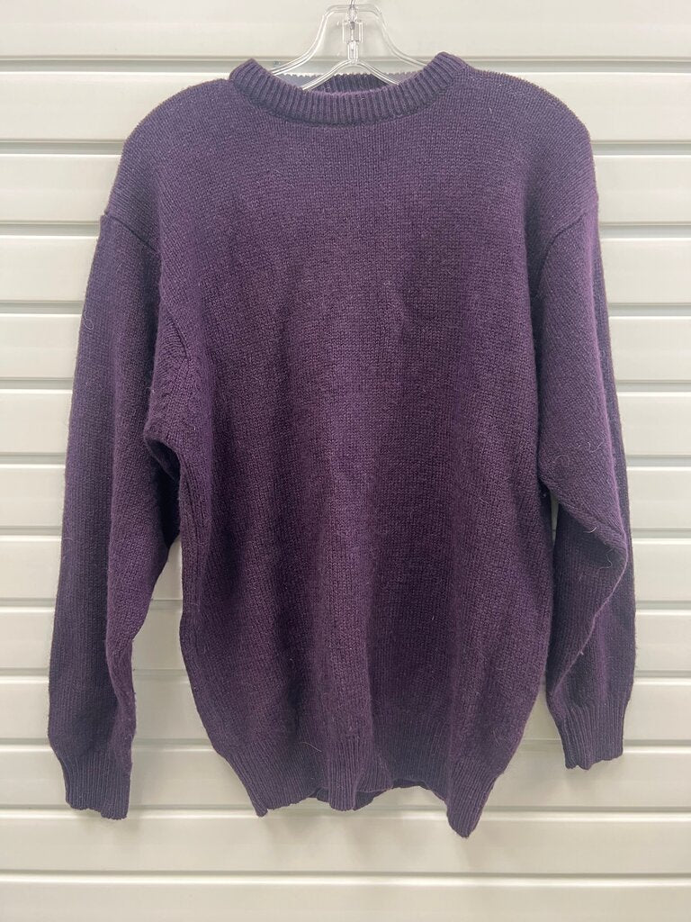 The Millshop Wool Collection Plum Purple Crewneck Sweater, Men's Large