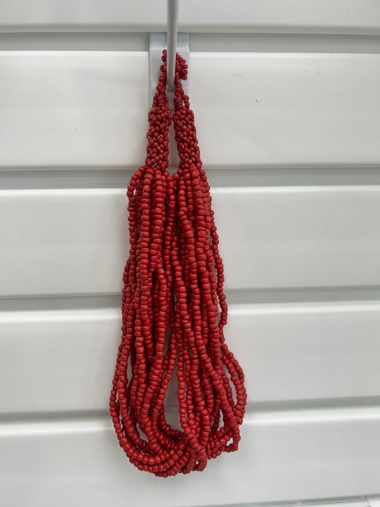 Multi-Strand Red Beaded Necklace