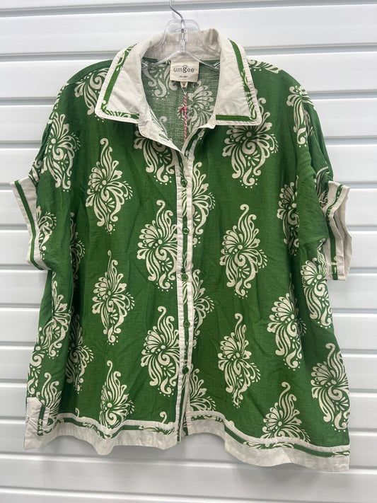 Umgee Floral Print Green Shirt