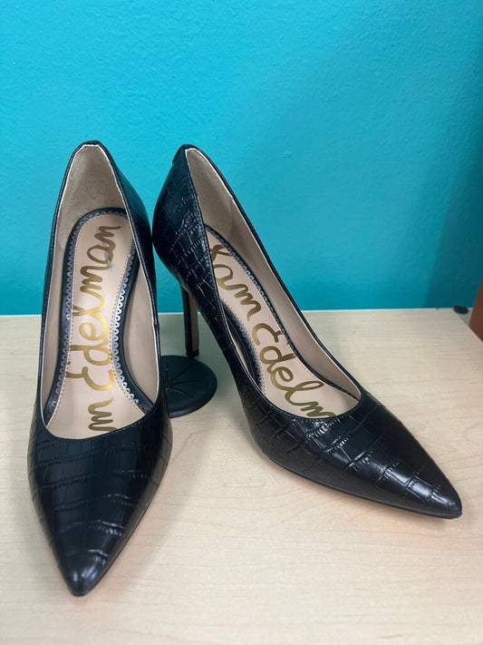 Sam Edelman Black Crocodile Print Heels