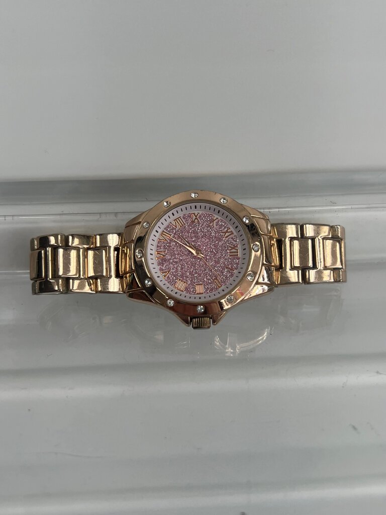 Accutime Women's Pink Glitter Dial Watch