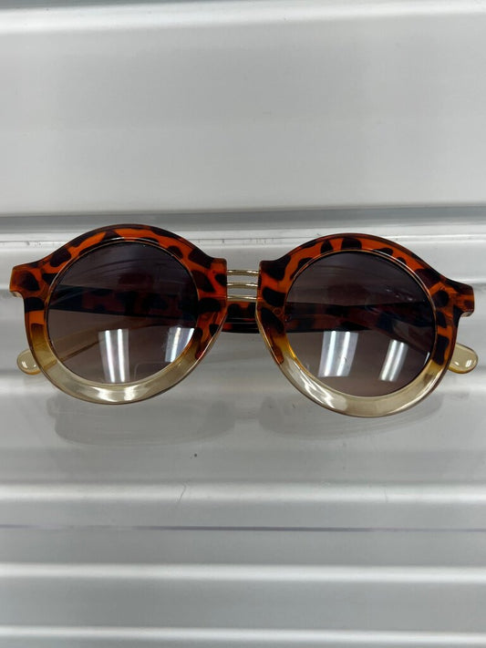 Round Ombré Tortoise Sunglasses w/ Gold Bridge Detail