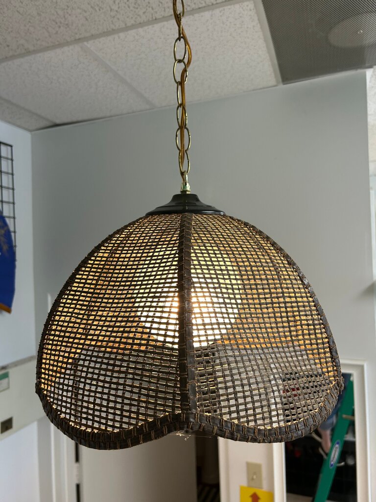 Vintage Wicker Rattan Dome Pendant Light