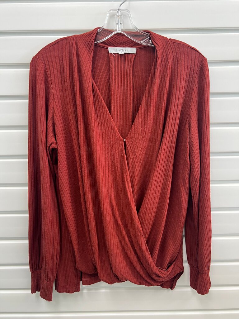 Ribbed Long Sleeve Wrap Top