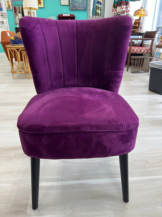 Pair Purple Velvet Accent Chairs