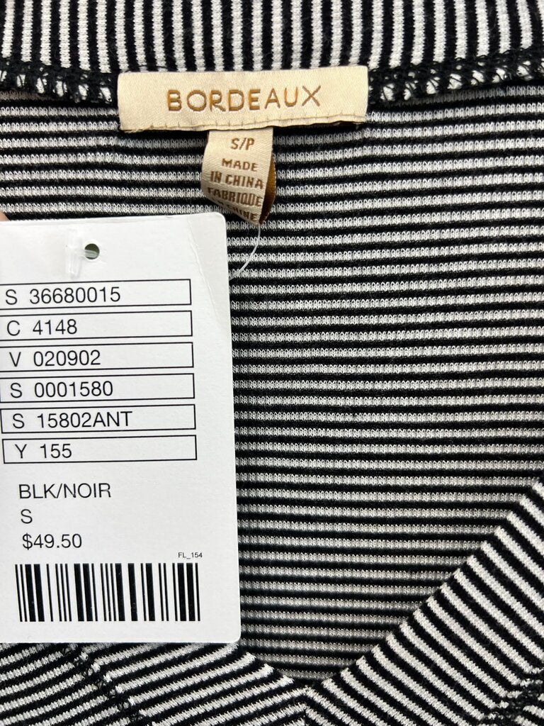 Bordeaux Black and White Striped Long Sleeve Top NWT