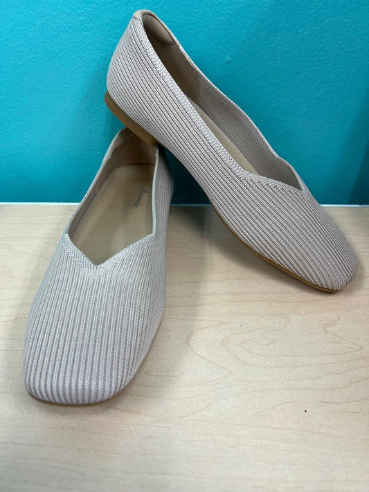 Arromic Beige Knit Square Toe Ballet Flats Washable NEW