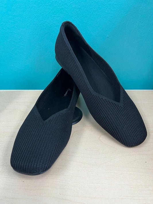 Arromic Black Knit Square Toe Ballet Flats Washable 8.5
