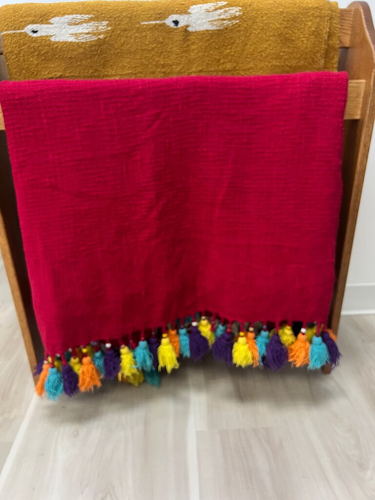 Jaipur Decorative Throw Blanket with Colorful Tassels