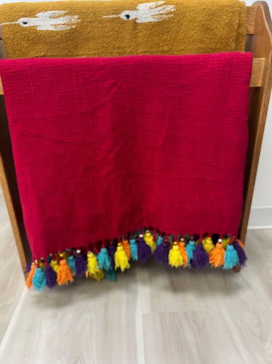 Jaipur Decorative Throw Blanket with Colorful Tassels