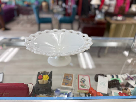 Vintage White Glass Compote Bowl