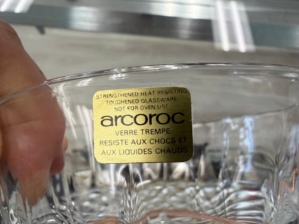 Arcoroc Glass Serving Bowls with Copper Base