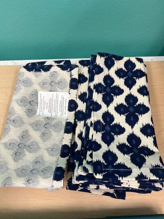 Navy and Cream Ikat Print Napkins