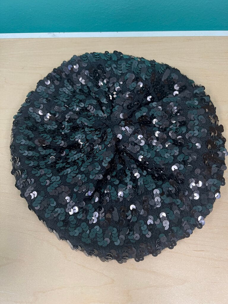 Black Sequin Beret Hat