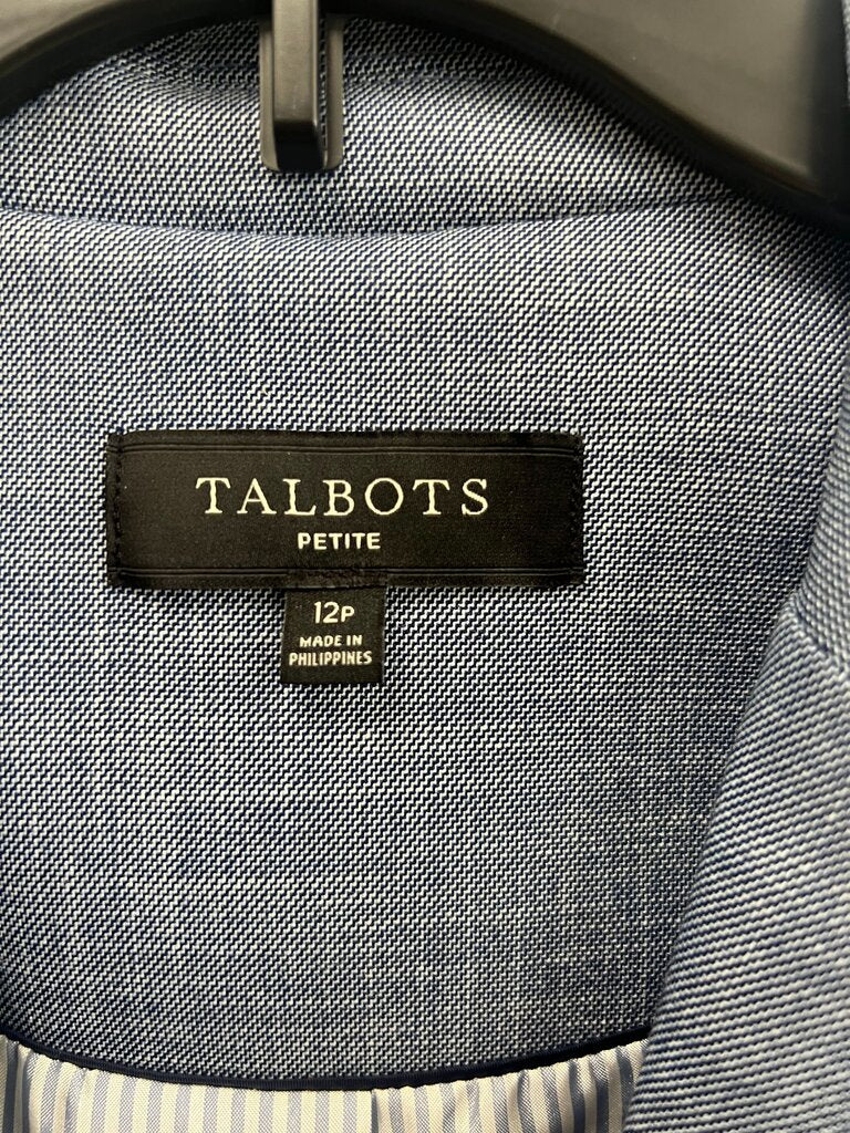 Talbots Petite Blue Chambray One Button Blazer