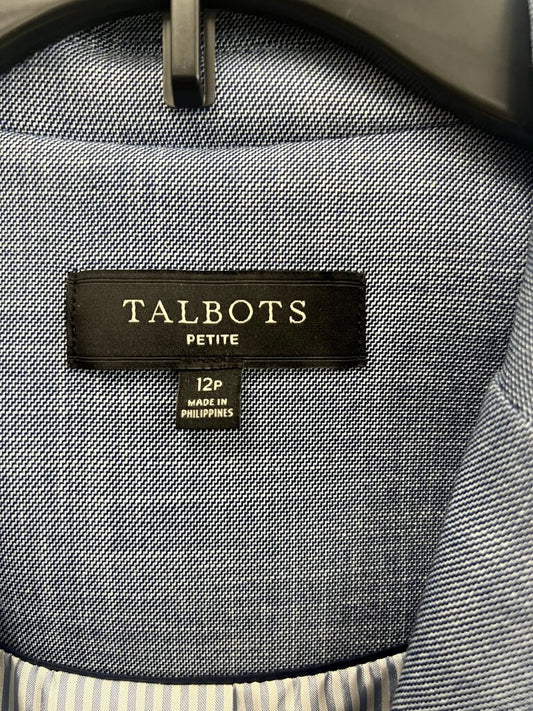 Talbots Petite Blue Chambray One Button Blazer