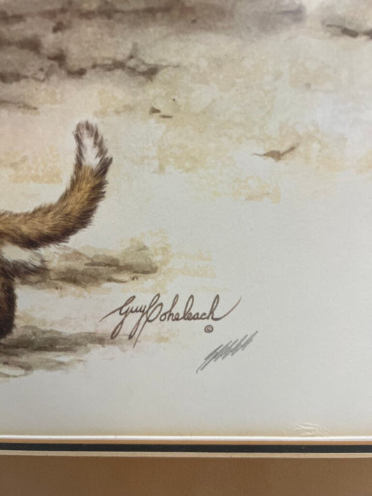 Framed Fox Artwork by Guy Coheleach