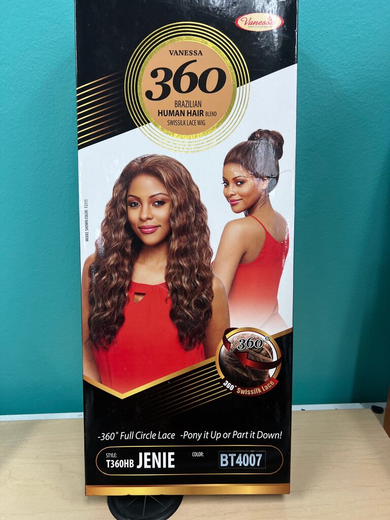 Vanessa 360 Lace Human Hair Blend Wig Jenie Purple NIB