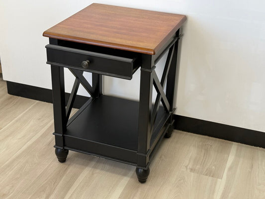 Wooden Nightstand with Drawer and Shelf