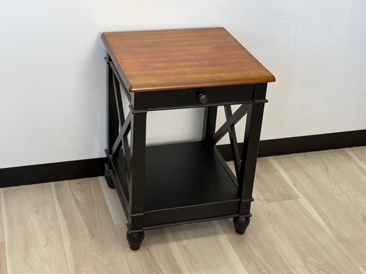 Wooden Nightstand with Drawer and Shelf