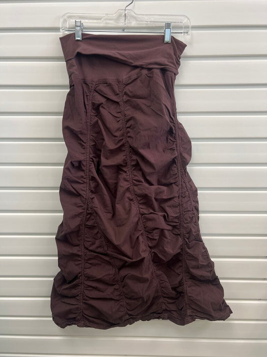 CVI Wearables Brown Double Shirred Panel Ruched Midi Skirt Size S Fold-Over Waist Boho Lagenlook Convertible Tube Dress