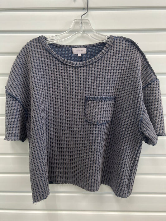 böhme Navy Textured Knit Boxy Pocket Tee M