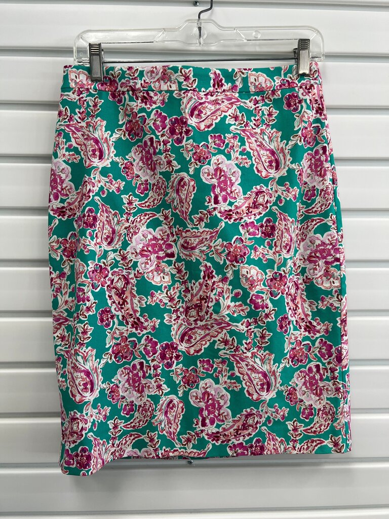 J.Crew Teal Pink Paisley Pencil Skirt 4