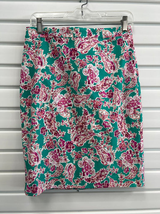 J.Crew Teal Pink Paisley Pencil Skirt 4