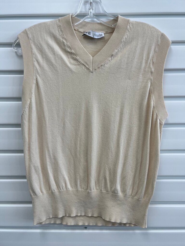 ZARA Women's Beige Sleeveless Sweater