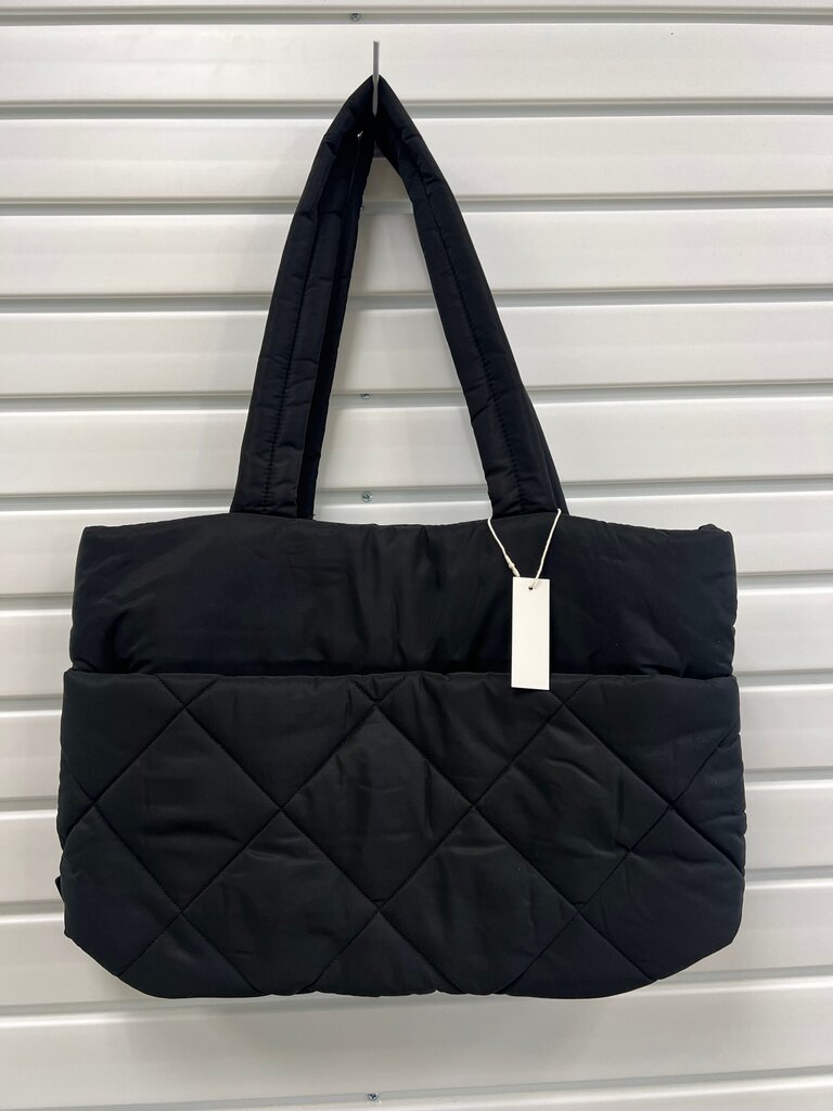 Black Quilted Puffer Tote Bag NWT