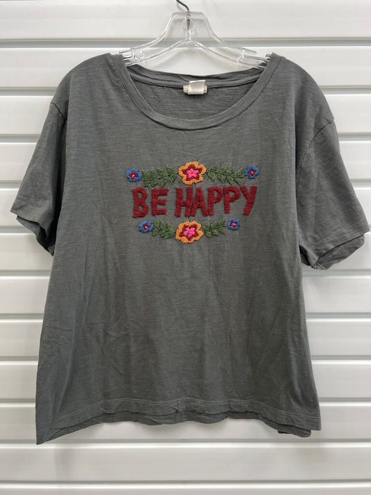 Be Happy Embroidered T-Shirt