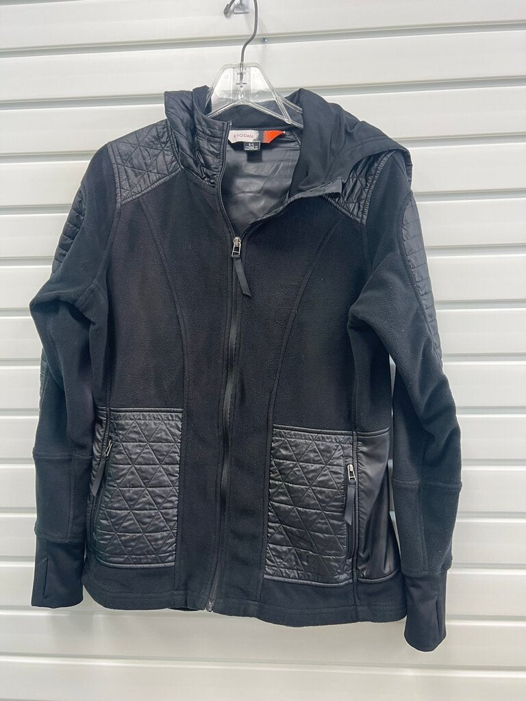 Kyodan Women's Black Jacket with Hood and Quilted Pockets