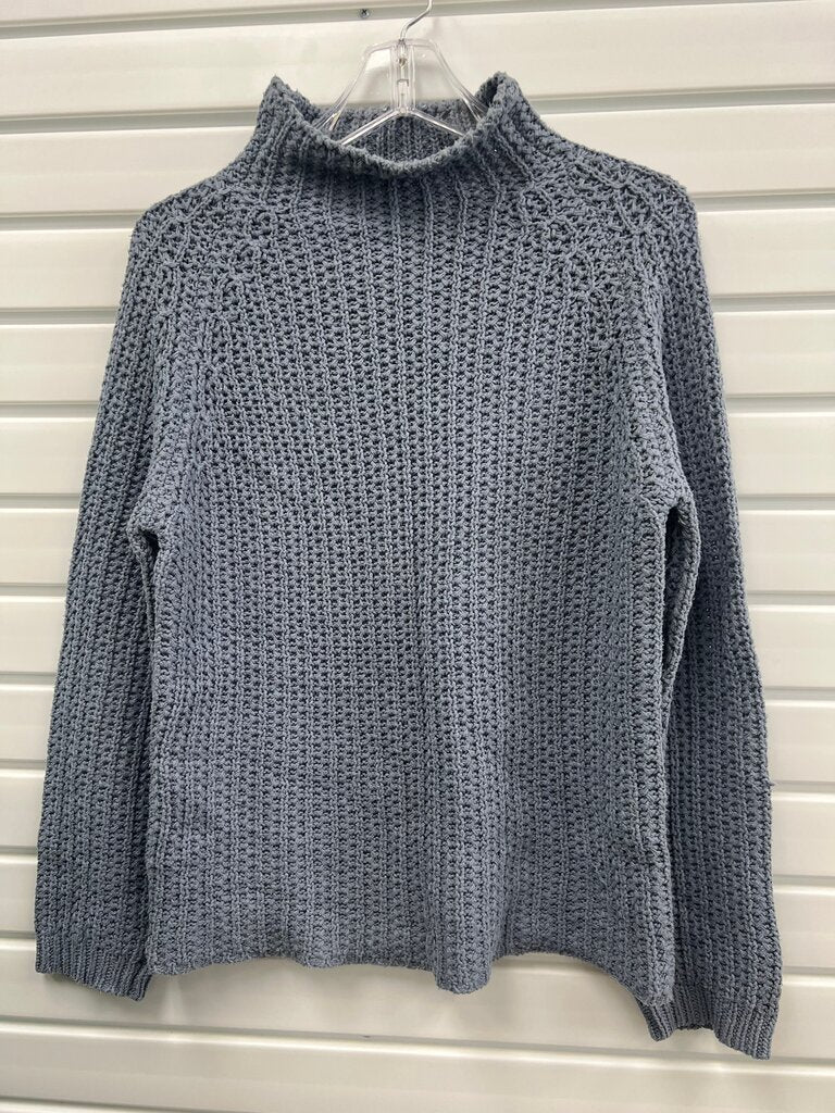 Monterey Bay Navy Chunky Cable Knit Mock Neck Sweater