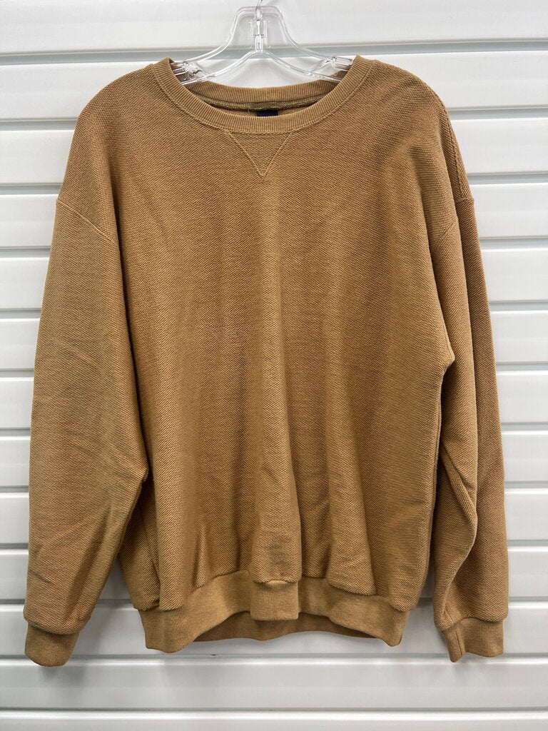 Lands’ End Camel Textured Cotton Crewneck Sweatshirt