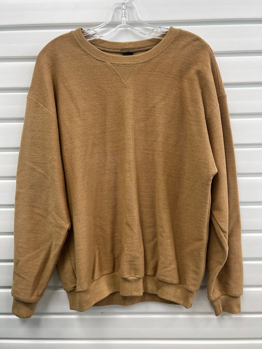 Lands’ End Camel Textured Cotton Crewneck Sweatshirt