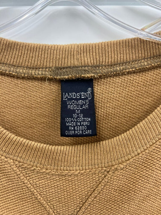 Lands’ End Camel Textured Cotton Crewneck Sweatshirt