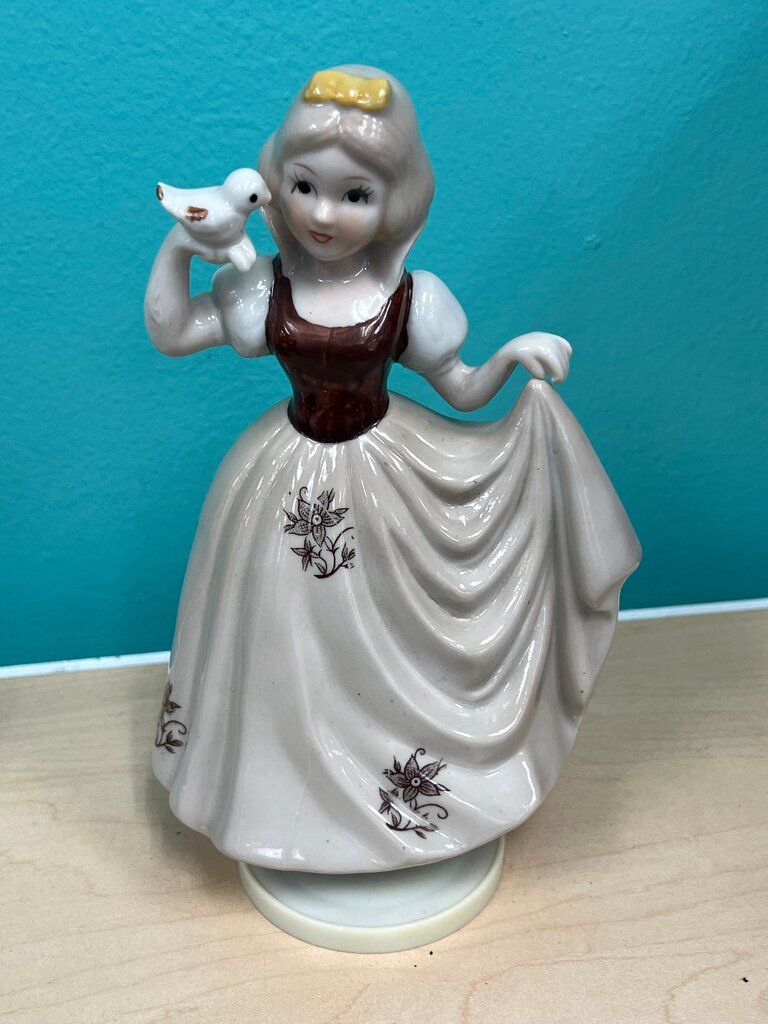 Vintage Snow White Style Porcelain Music Box Figurine