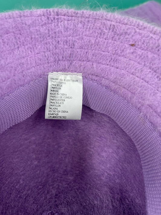 Purple Angora Rabbit Hair Hat and Scarf Set