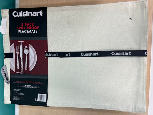 Cuisinart Spill Proof Placemats 8 Pack Ivory Jacquard NEW