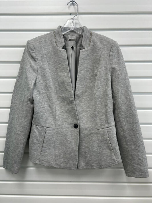White House Black Market Gray Knit Blazer Sparkle Collar 10