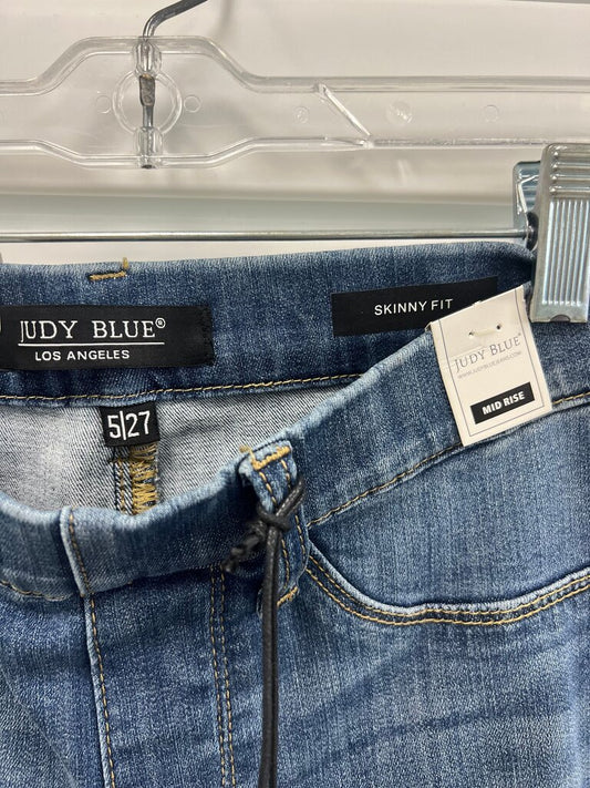 Judy Blue Pull On Skinny Jeans Distressed Mid Rise 5/27 NWT