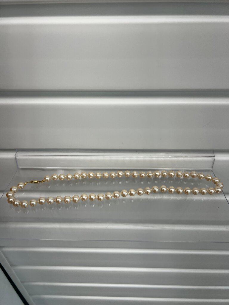 Vintage Hand Knotted Faux Pearl Necklace Single Strand