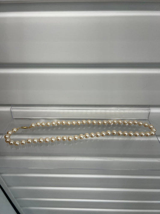 Vintage Hand Knotted Faux Pearl Necklace Single Strand