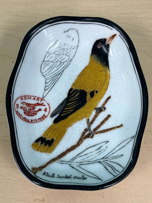 Homart Natural History Black Headed Oriole Bird Trinket Dish 1994