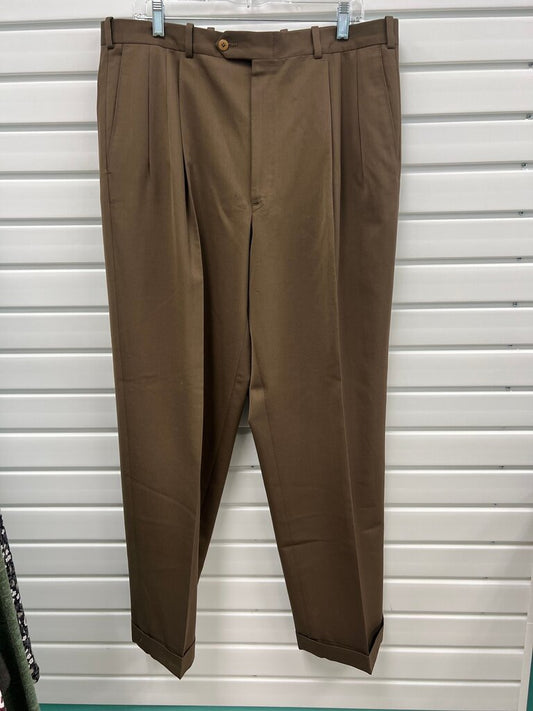 Vintage JB Britches Nordstrom Wool Pleated Cuffed Trousers Brown