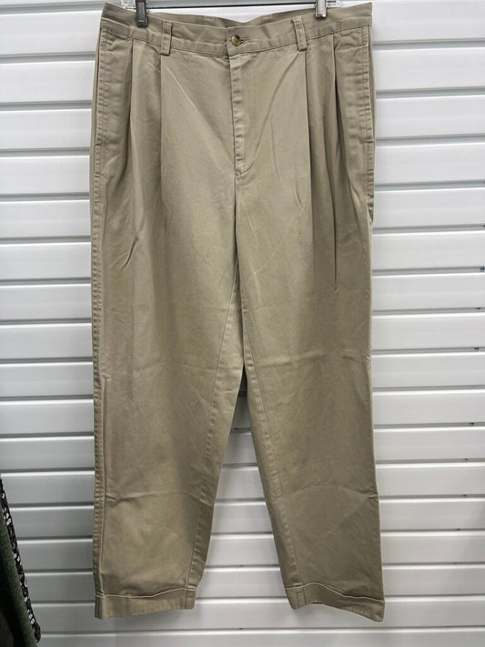 Vintage Nautica Mens Pleated Cuffed Khaki Chino Pants 36x32